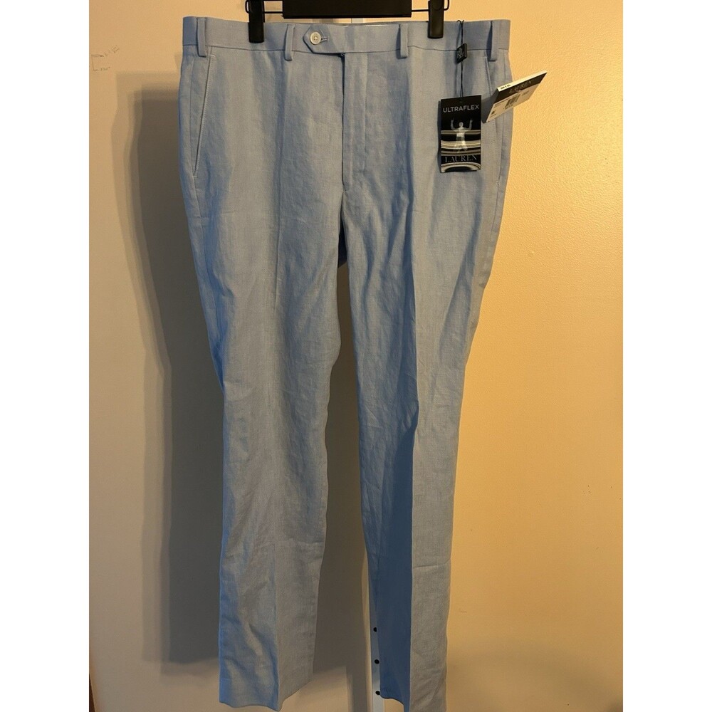 Mens RALPH LAUREN dress pants 36x32 Light Blue ULTRA FLEX Lightweight Preppy - Picture 2 of 16